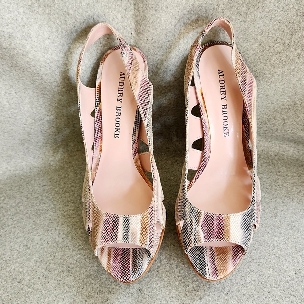 Audrey Brooke Open Toe Slingback Pumps 6B